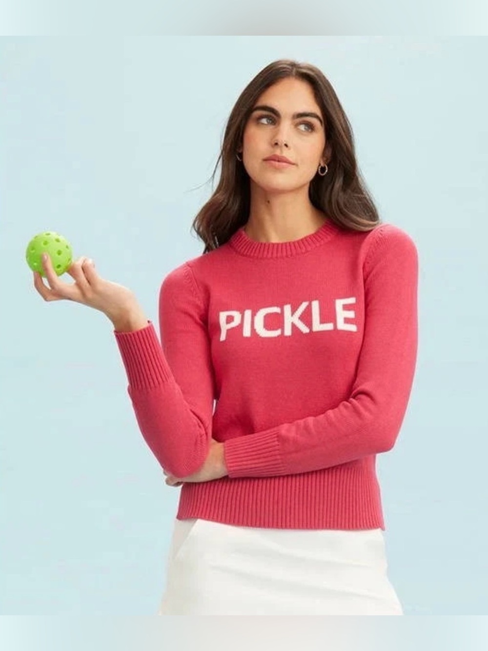 Renwick Red "PICKLE" Pickleball Crewneck Preppy Sweater Women’s Size S